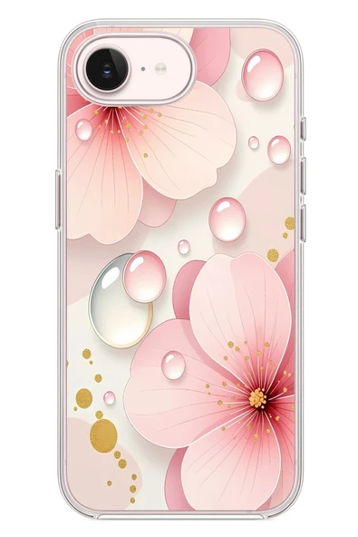 Le Balvo İphone 17e Uyumlu Damlalı Çiçekler Baskılı Silikon Kılıf ürün görseli 1