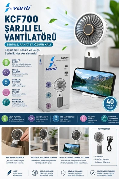 KCF700 SARJLI EL VANTILATORU 8,8X17,2 BEYAZ ürün görseli 1