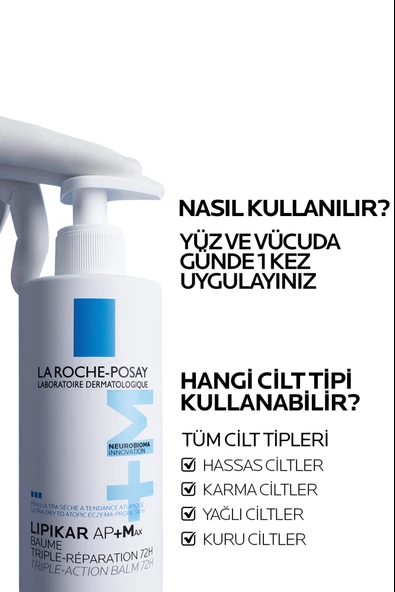 La Roche Posay Lipikar Baume Ap+M Max 400 ml - Resim 7