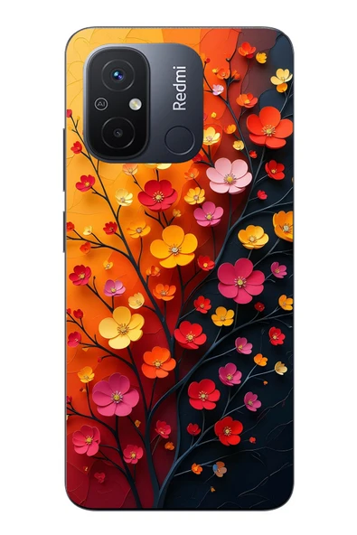 Le Balvo Redmi 12C Uyumlu Sonbahar Çiçekleri Baskılı Silikon Kılıf ürün görseli 1