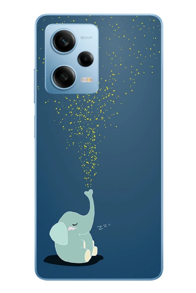 Le Balvo Redmi Note 12 Pro 5G Uyumlu Uyuyan Fil Baskılı Silikon Kılıf ürün görseli 1