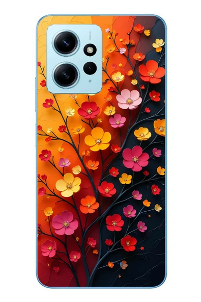 Le Balvo Redmi Note 12 4G Uyumlu Sonbahar Çiçekleri Baskılı Silikon Kılıf ürün görseli 1