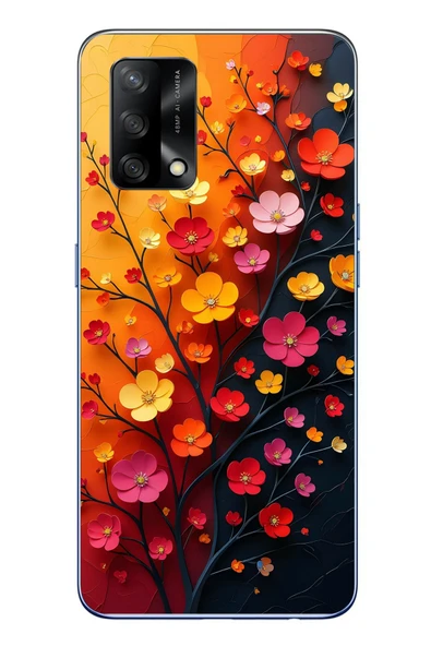 Le Balvo Oppo A74 Uyumlu Sonbahar Çiçekleri Baskılı Silikon Kılıf ürün görseli 1