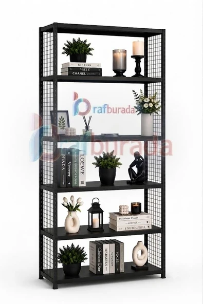 6 Katlı Renkli Tel Kafesli Dekoratif Çelik Raf - Çiçeklik rafı, Ofis Rafı 0,70 mm  Mavi 59x60 cm 100 cm ürün görseli 1