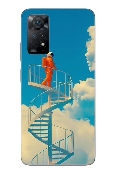 Le Balvo Redmi Note 11E Uyumlu Astronot Gökyüzü Baskılı Silikon Kılıf ürün görseli 1