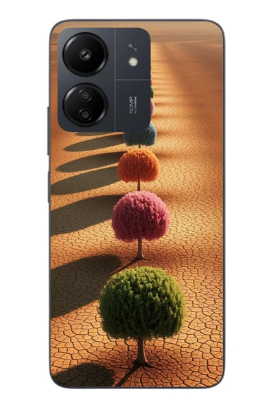 Le Balvo Redmi 13C Uyumlu Sıralı Renkli Ağaçlar Baskılı Silikon Kılıf ürün görseli 1