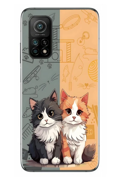 Le Balvo Xiaomi Mi 10 T Uyumlu Sarı ve Siyah Kedi Baskılı Silikon Kılıf ürün görseli 1