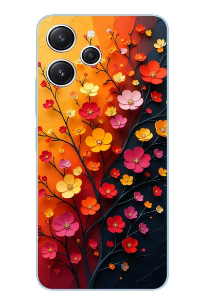 Le Balvo Redmi 12 Uyumlu Sonbahar Çiçekleri Baskılı Silikon Kılıf ürün görseli 1