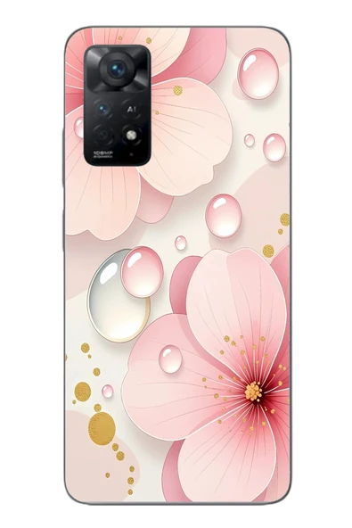 Le Balvo Redmi Note 11E Uyumlu Damlalı Çiçekler Baskılı Silikon Kılıf ürün görseli 1