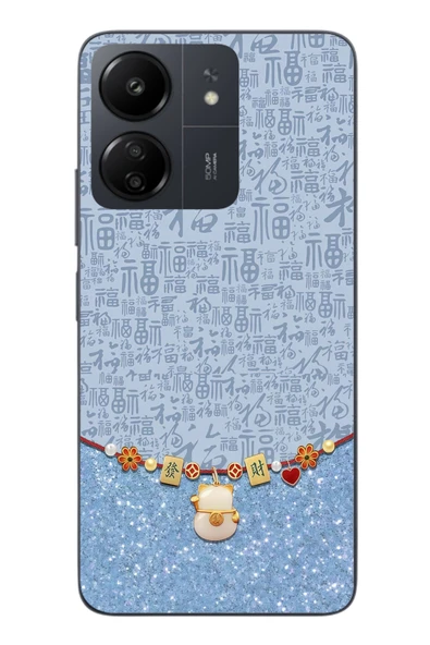 Le Balvo Redmi 13C Uyumlu Mavi Japon Desen Baskılı Silikon Kılıf ürün görseli 1