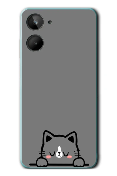 Le Balvo Realme 10 4G Uyumlu Uyuyan Kedi Baskılı Silikon Kılıf ürün görseli 1