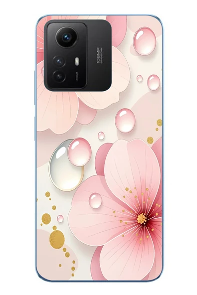 Le Balvo Redmi Note 12S Uyumlu Damlalı Çiçekler Baskılı Silikon Kılıf ürün görseli 1