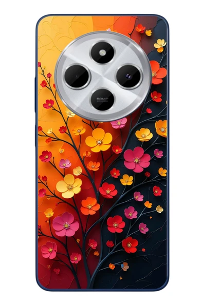 Le Balvo Redmi 14C Uyumlu Sonbahar Çiçekleri Baskılı Silikon Kılıf ürün görseli 1
