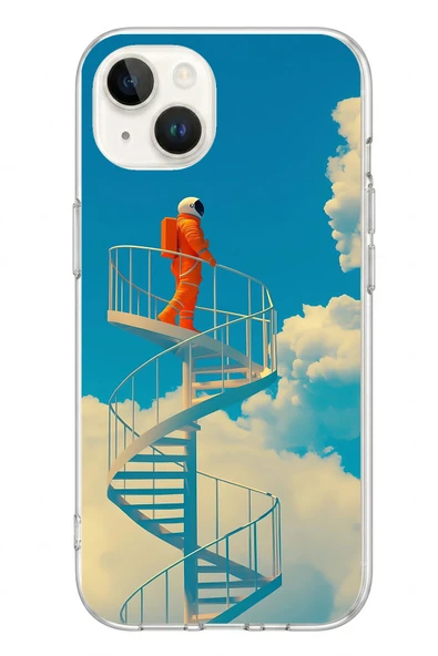 Le Balvo İphone 13/14 Uyumlu Astronot Gökyüzü Baskılı Silikon Kılıf ürün görseli 1