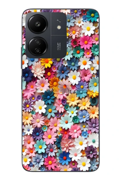 Le Balvo Redmi 13C Uyumlu Pastel Çiçekler Baskılı Silikon Kılıf ürün görseli 1