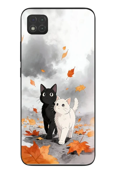 Le Balvo Redmi 9C Uyumlu Sonbahar Kedileri Baskılı Silikon Kılıf ürün görseli 1