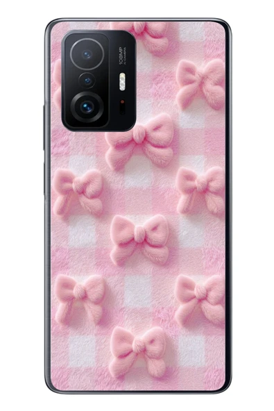 Le Balvo Xiaomi Mi 11 T-11 T Pro Uyumlu Pembe Kurdeleler Baskılı Silikon Kılıf ürün görseli 1