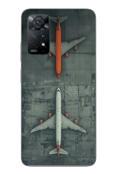 Le Balvo Redmi Note 11E Uyumlu İki Uçak Baskılı Silikon Kılıf ürün görseli 1