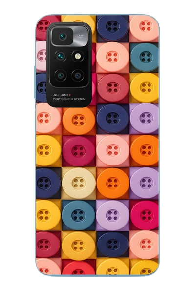 Le Balvo Redmi 10 2022 Uyumlu Renkli Düğmeler Baskılı Silikon Kılıf ürün görseli 1