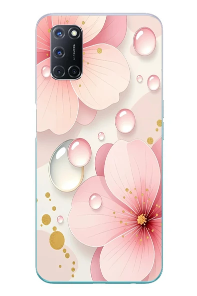 Le Balvo Oppo A52 Uyumlu Damlalı Çiçekler Baskılı Silikon Kılıf ürün görseli 1