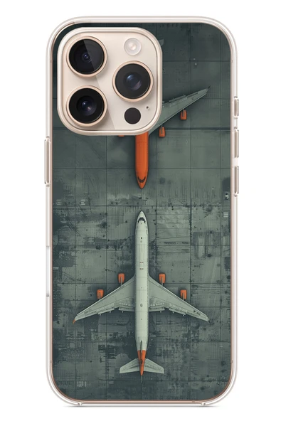 Le Balvo İphone 16 Pro Uyumlu İki Uçak Baskılı Silikon Kılıf ürün görseli 1