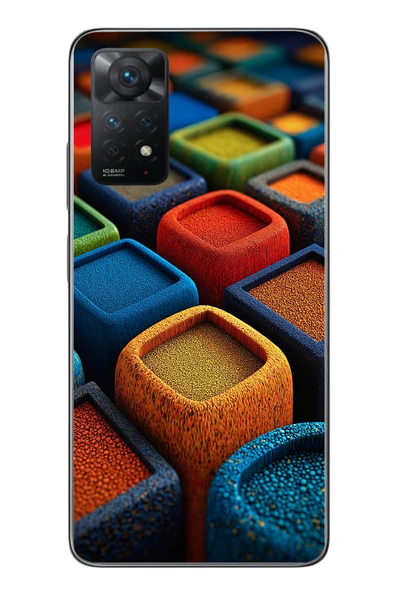 Le Balvo Redmi Note 11 Pro 4G Uyumlu Renkli Kare Puflar Baskılı Silikon Kılıf ürün görseli 1