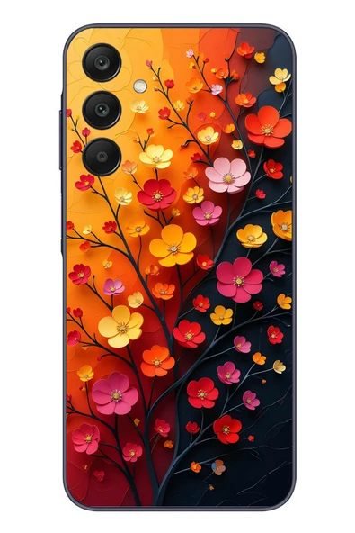 Le Balvo Samsung Galaxy A25 Uyumlu Sonbahar Çiçekleri Baskılı Silikon Kılıf ürün görseli 1