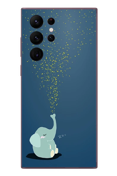 Le Balvo Samsung Galaxy S22 Ultra Uyumlu Uyuyan Fil Baskılı Silikon Kılıf ürün görseli 1