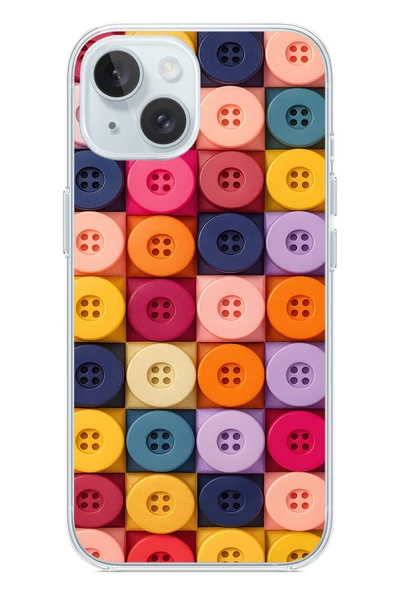 Le Balvo İphone 15 Uyumlu Renkli Düğmeler Baskılı Silikon Kılıf ürün görseli 1