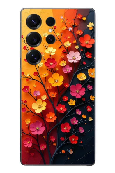 Le Balvo Samsung Galaxy S25 Ultra Uyumlu Sonbahar Çiçekleri Baskılı Silikon Kılıf ürün görseli 1