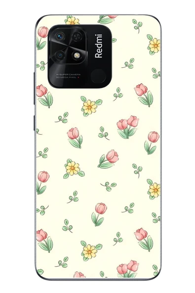Le Balvo Redmi 10C Uyumlu Lale Çiçekleri Baskılı Silikon Kılıf ürün görseli 1