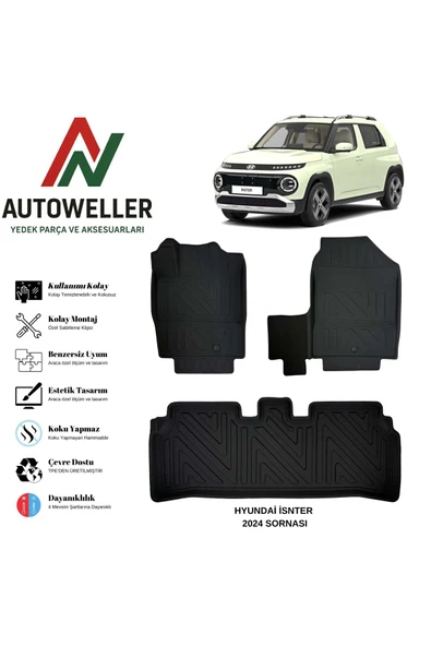 AutoWeller Hyundai Inster 2024 Sonrası Havuzlu Oto Havuzlu 3D TPE Oto Paspas Takımı ürün görseli 1