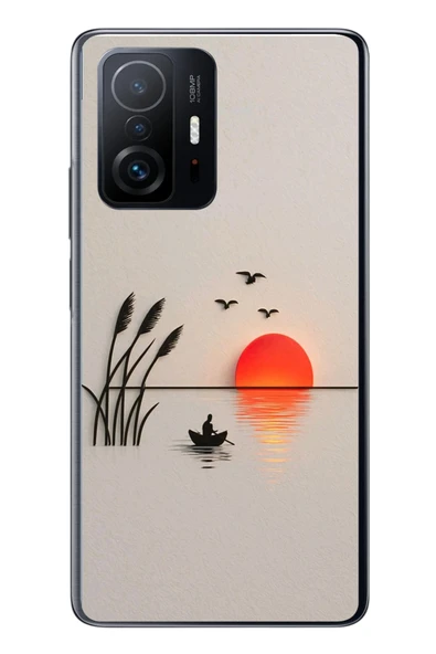 Le Balvo Xiaomi Mi 11 T-11 T Pro Uyumlu Gün Batımı Çizim Baskılı Silikon Kılıf ürün görseli 1