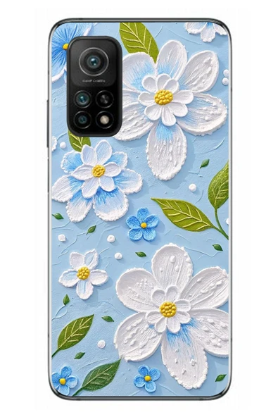 Le Balvo Xiaomi Mi 10 T Uyumlu Mavi Papatyalar Baskılı Silikon Kılıf ürün görseli 1