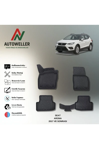 AutoWeller Seat Arona 2017 Sonrası Havuzlu 3D TPE Oto Paspas Takımı ürün görseli 1