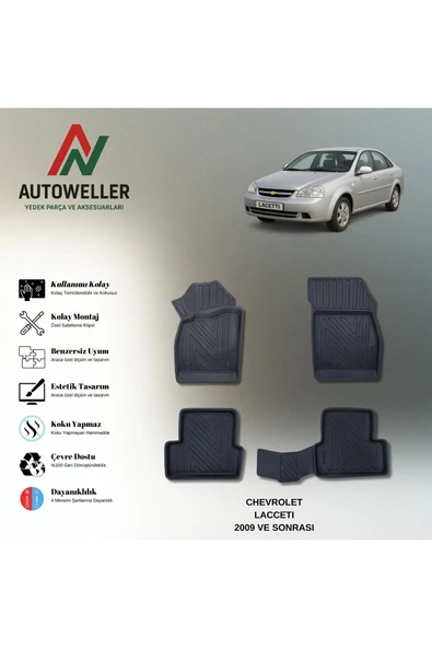 AutoWeller Chevrolet Lacetti 2009 Sonrası Havuzlu 3D TPE Oto Paspas Takımı ürün görseli 1