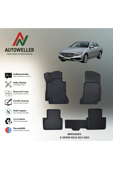AutoWeller Mercedes-Benz E Serisi 2017-2023 W213 Havuzlu 3D TPE Oto Paspas Takımı ürün görseli 1