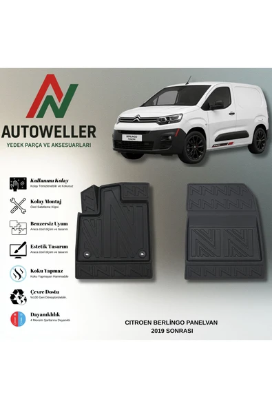 AutoWeller Citroen Berlingo Panelvan 2019 Sonrası Havuzlu 3D TPE Oto Paspas Takımı ürün görseli 1