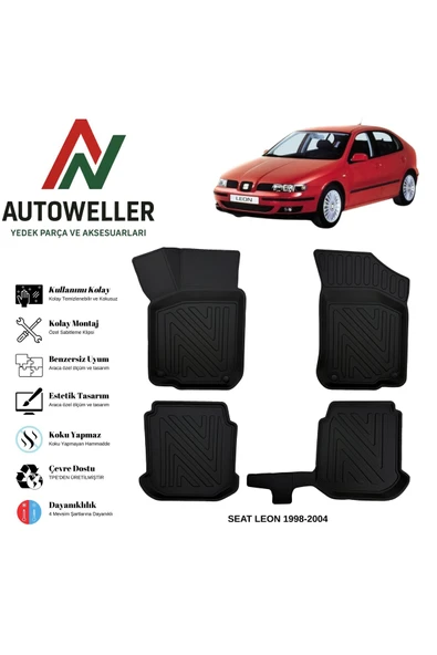 AutoWeller Seat Leon 1998-2004 Havuzlu Oto Havuzlu 3D TPE Oto Paspas Takımı ürün görseli 1