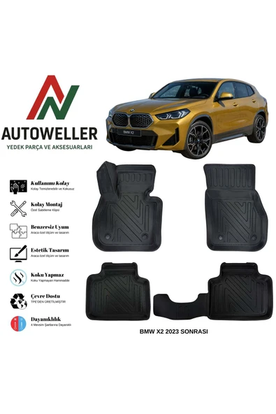 AutoWeller BMW X2 2023 Sonrası Havuzlu Oto U10 Havuzlu 3D TPE Oto Paspas Takımı ürün görseli 1