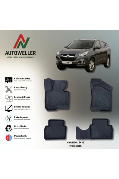 AutoWeller Hyundai ix35 2009-2015 Havuzlu 3D TPE Oto Paspas Takımı ürün görseli 1