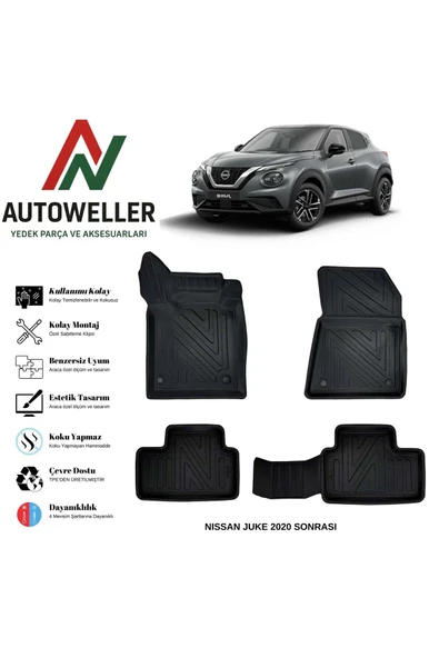 AutoWeller Nissan Juke 2020 Sonrası Havuzlu Oto Havuzlu 3D TPE Oto Paspas Takımı ürün görseli 1