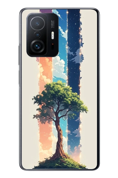 Le Balvo Xiaomi Mi 11 T-11 T Pro Uyumlu Yalnız Ağaç Dört Mevsim Baskılı Silikon Kılıf ürün görseli 1