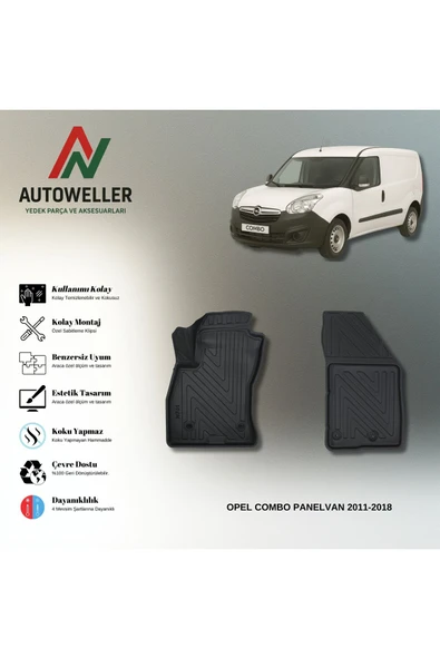 AutoWeller Opel Combo 2011-2018 Panelvan Havuzlu 3D TPE Oto Paspas Takımı ürün görseli 1