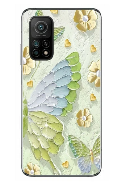 Le Balvo Xiaomi Mi 10 T Uyumlu Yeşil Mavi Kelebek Baskılı Silikon Kılıf ürün görseli 1