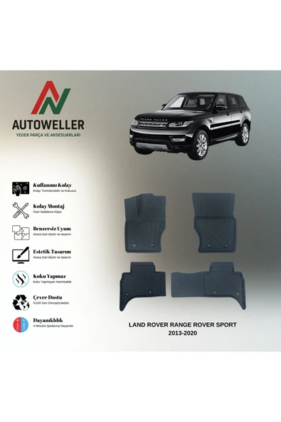 AutoWeller Land Rover Range Rover Sport 2013-2022 Havuzlu 3D TPE Oto Paspas Takımı ürün görseli 1