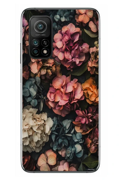 Le Balvo Xiaomi Mi 10 T Uyumlu Koyu Çiçekler Baskılı Silikon Kılıf ürün görseli 1