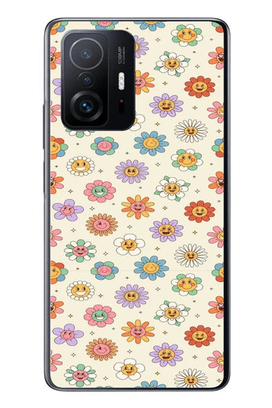 Le Balvo Xiaomi Mi 11 T-11 T Pro Uyumlu Gülen Çiçekler Baskılı Silikon Kılıf ürün görseli 1