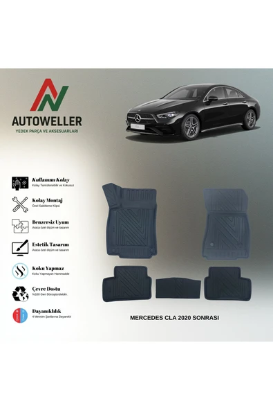AutoWeller Mercedes-Benz CLA 2020 Sonrası Havuzlu 3D TPE Oto Paspas Takımı ürün görseli 1