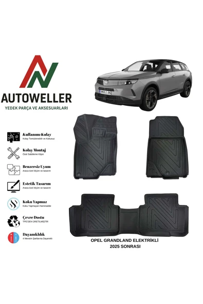 AutoWeller Opel Grandland 2025 Sonrası Havuzlu Oto EV Havuzlu 3D TPE Oto Paspas Takımı ürün görseli 1